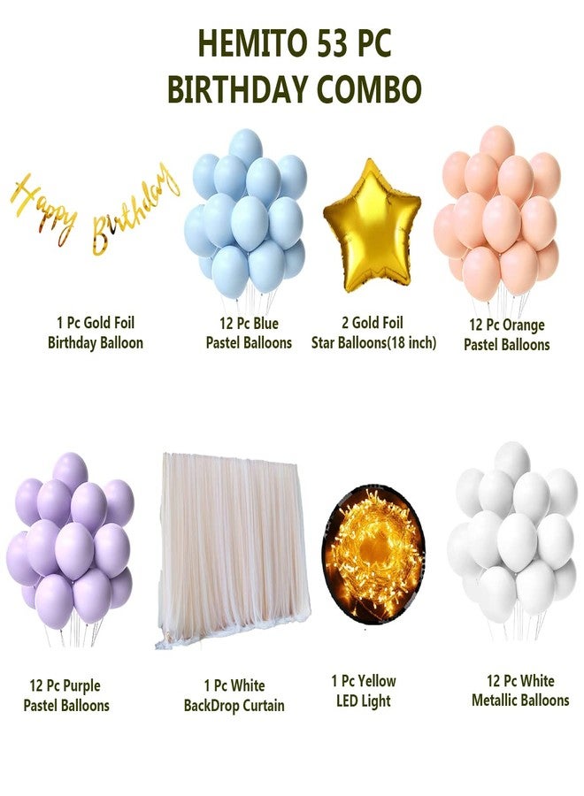Hemito 53 Pieces Cabana Tent Birthday Decoration Set Pastel Balloons White Net for Cabana Theme Party with Led Lights with Gold Cursive Banner Background Decoration Items,Birthday Decoration Items - Image 2